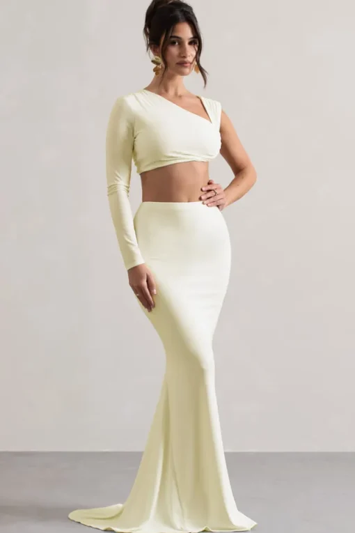 Neomie | Cream Fishtail Maxi Skirt