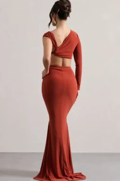 Neomie | Terracotta Fishtail Maxi Skirt