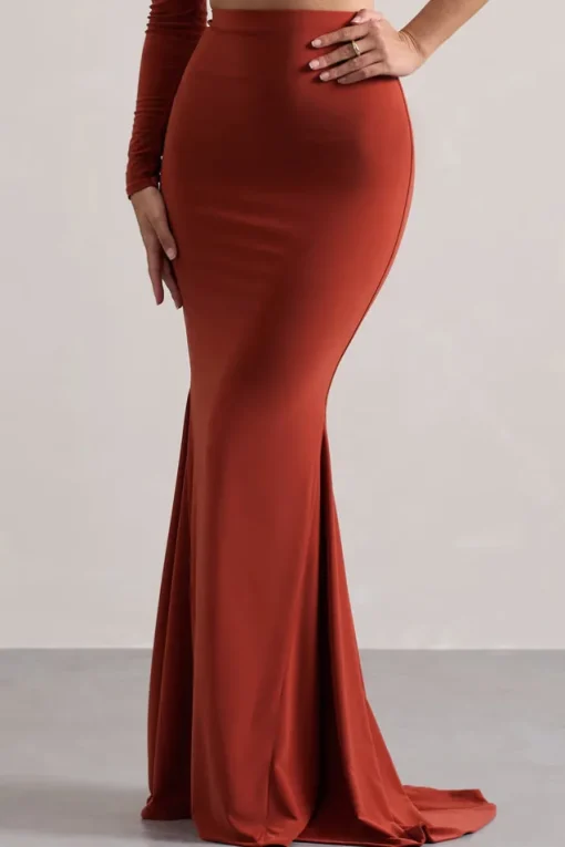 Neomie | Terracotta Fishtail Maxi Skirt