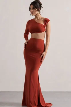 Neomie | Terracotta Fishtail Maxi Skirt