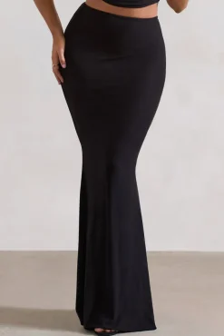 Neve | Black Gathered Maxi Skirt