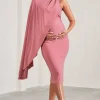 New Chapter | Blush Pink Asymmetric Maternity Midi Dress With Cape