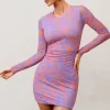 Night Sky | Orange Zebra Print Mesh Long Sleeves Mini Dress