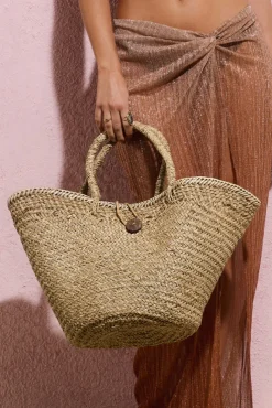 Nissi | Beige Woven Tote Handbag