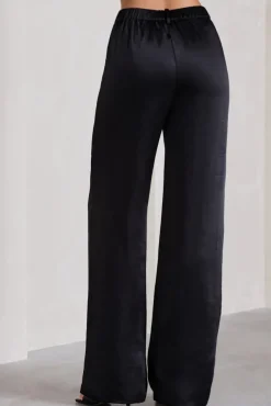 No Limits | Black Satin Wide-Leg Trousers