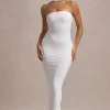 Nobu | White Bandeau Maxi Dress With Halter-Collar