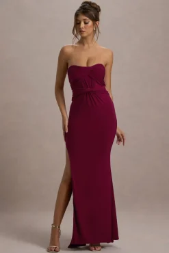 Nomad | Berry Strapless Split Maxi Dress