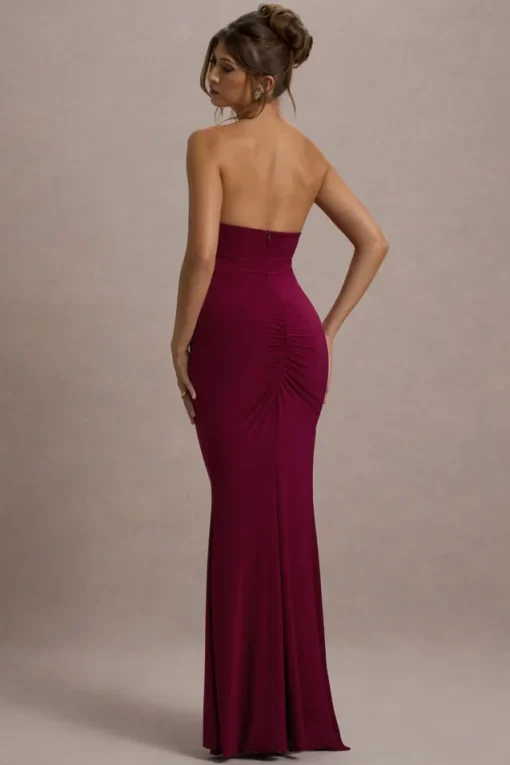 Nomad | Berry Strapless Split Maxi Dress