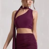 North Wind | Plum One-Shoulder Crop Top With Scarf
