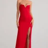 Notes To Self | Red Square Neck Thigh Split Maxi Dress