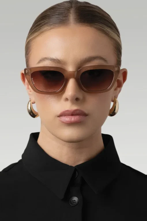 Nove | Otra Brown Slim Rounded Cat Eye Sunglasses