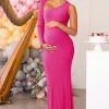 Oh Baby | Hot Pink Maternity One Shoulder Bodycon Maxi Dress