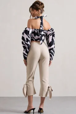 On Stage | Champagne Cropped Capri Pants With Knot Detail