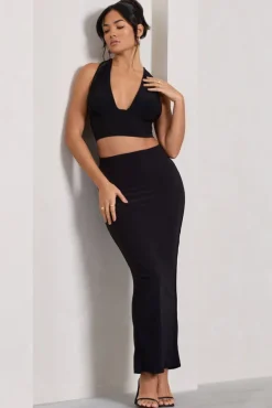 Onna | Black Bodycon Pencil Maxi Skirt