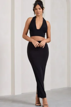 Onna | Black Bodycon Pencil Maxi Skirt