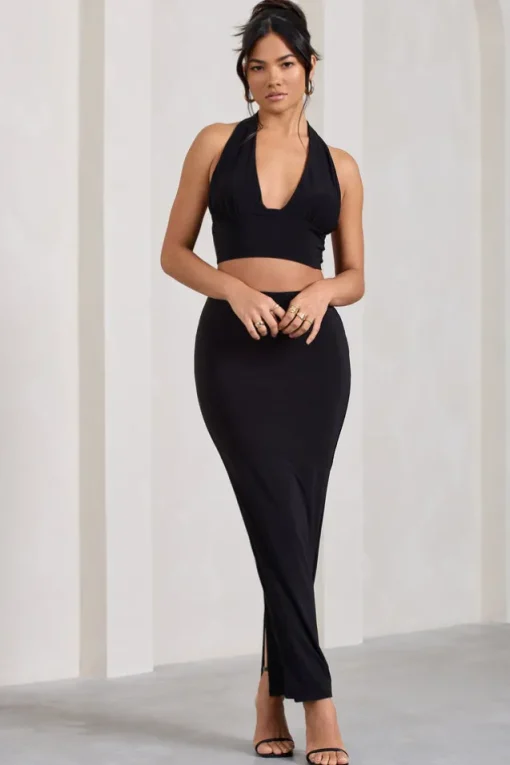 Onna | Black Bodycon Pencil Maxi Skirt