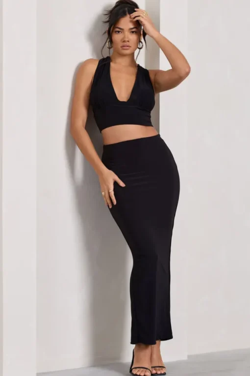 Onna | Black Bodycon Pencil Maxi Skirt