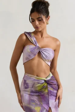 Open Heart | Lilac Print Knot One Shoulder Bralette