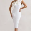 Orchestra | White One Shoulder Ruffled Midi Dress