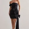 Ornament | Black Bandeau Bow-Embellished Mini Dress With Drape