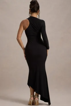 Orsa | Black One-Shoulder Asymmetric Maxi Dress
