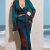 Out Of Bounds | Blue Print Chiffon Split Maxi Skirt