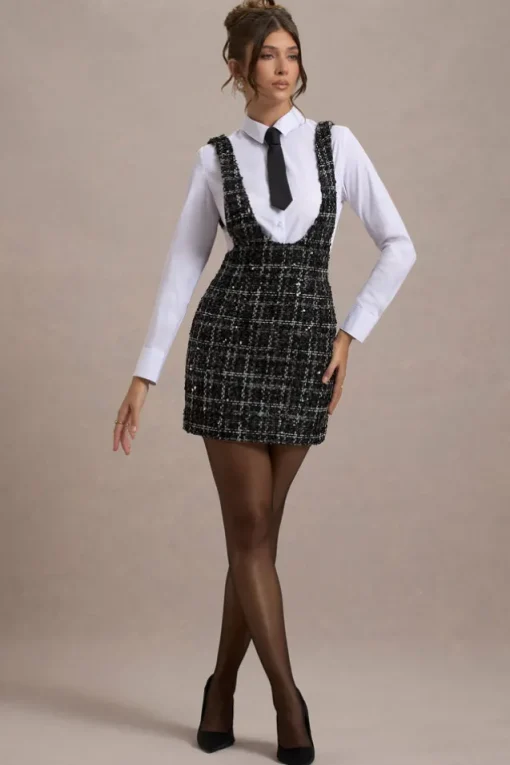 Oxford | Black Boucle Sleeveless Pinafore