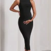 Paige | Black Sleeveless Split Maternity Midi Dress