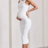 Paige | White Sleeveless Split Maternity Midi Dress