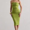 Palau | Olive Green Crochet Bandeau Midi Dress