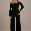 Palmira | Black Wide-Leg Jumpsuit With Lace Sleeves