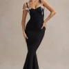 Paolina | Black Corset Fishtail Maxi Dress