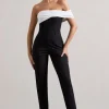 Paxton | Black Twisted Bardot Tailored Jumpsuit