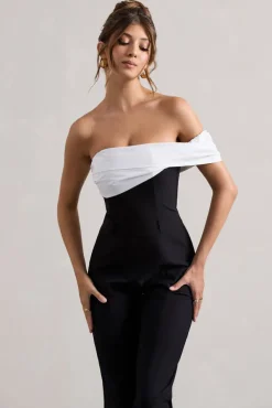 Paxton | Black Twisted Bardot Tailored Jumpsuit