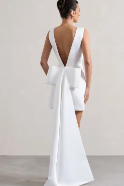 Peace | White Satin Mini Dress With Drape Detail