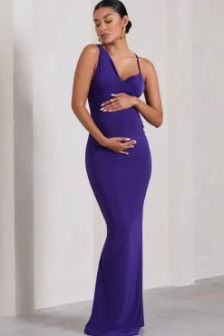 Phantasy | Purple Maternity Cowl Neck Maxi Dress