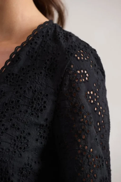 Places To Be | Black Broderie Belted Ruffled Playsuit