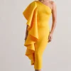 Polo | Mango One Shoulder Bodycon Midi Dress With Ruffle