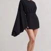 Presley | Black Backless Skort Playsuit With Cape