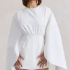 Presley | White Backless Skort Playsuit With Cape