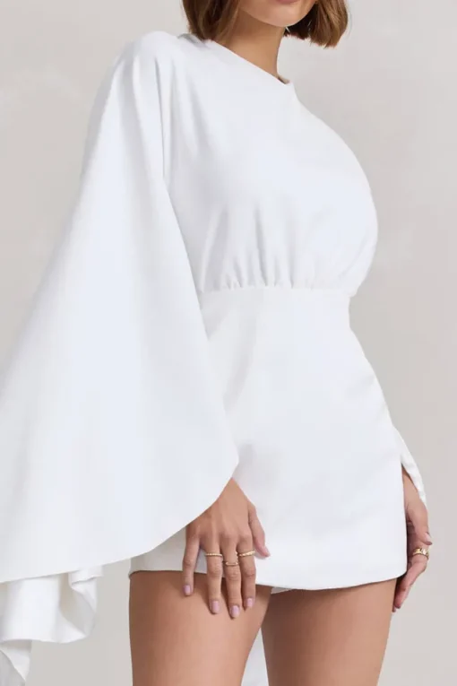Presley | White Backless Skort Playsuit With Cape