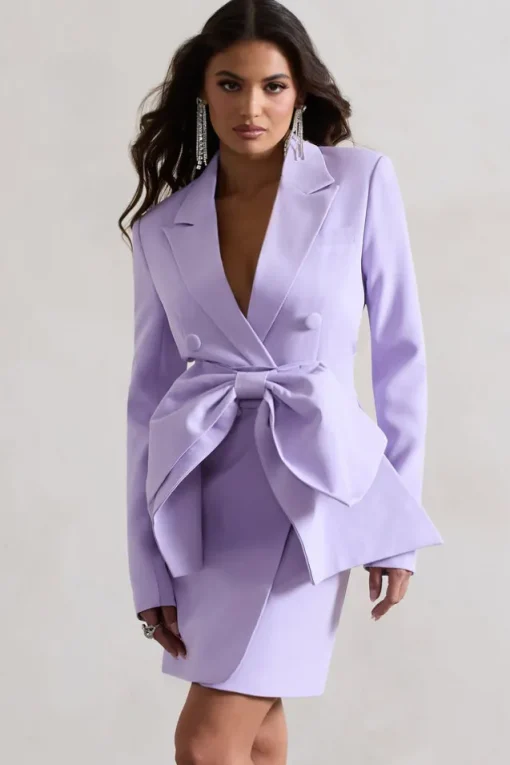 Prized | Lilac Tailored Blazer Dress With Bow