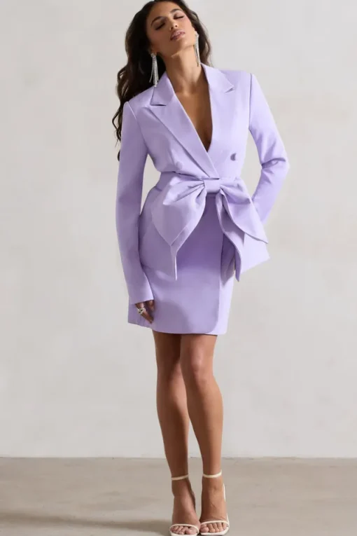Prized | Lilac Tailored Blazer Dress With Bow