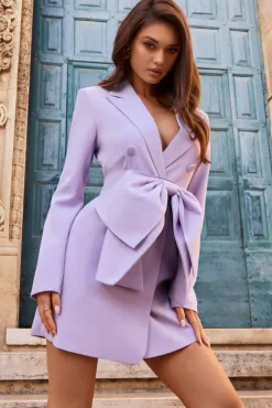 Prized | Lilac Tailored Blazer Dress With Bow