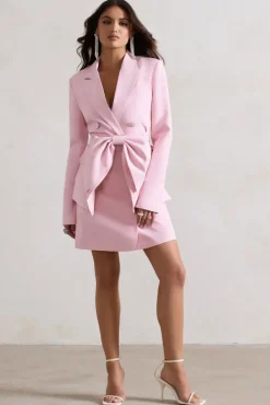 Prized | Pink Tailored Blazer Dress With Bow
