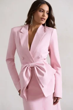 Prized | Pink Tailored Blazer Dress With Bow