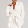 Prized | White Tailored Blazer Mini Dress With Bow