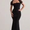 Prophecy | Black Fishtail Maxi Dress With Sheer Sleeves