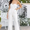 Pure Love | White Strapless Wide Leg Jumpsuit