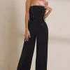 Reborn | Black Bandeau Jumpsuit With Lace Up Detail